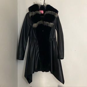 Azalea Wang Leather Jacket With Fur Trim